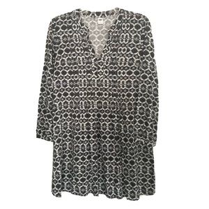 Old Navy Dress Black & White Geometric Fit & Flare